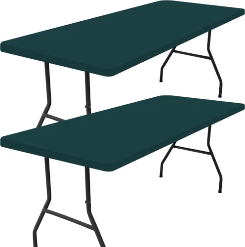 Vista 33 de Smiry - Mantel rectangular de vinilo con respaldo de franela elástica ajustada para mesas plegables de 2 pies, manteles impermeables y lavables