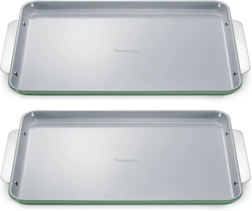 Vista 11 de Caraway Bandeja pequeña de cerámica antiadherente para hornear (9 x 13 pulgadas), no tóxica, sin PTFE ni PFOA, apta para horno, núcleo de acero Negro