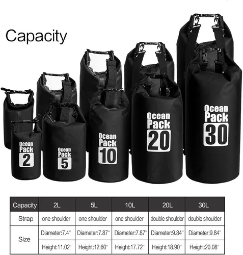 Vista 3 de Bolsa seca flotante impermeable Bear Outdoor, para canotaje, kayak, senderismo, snowboard, acampada, rafting, pesca y excursionismo