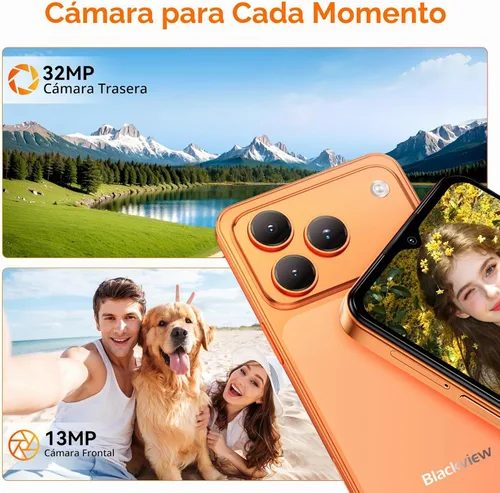 Vista 5 de Blackview Wave 7C Unlocked Android 16 4G Cell Phone, 128GB, Dual SIM,Orange