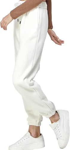 Vista 3 de IUUI Pantalones deportivos casuales de forro polar holgados para mujer, pantalones deportivos plegables de cintura alta, pantalones deportivos