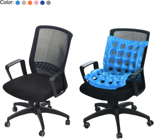 Vista 5 de PATIKIL Cojín de asiento inflable, cojín de asiento de aire portátil, transpirable, flocado, cuadrado, para el hogar, sillas de ruedas, sillas