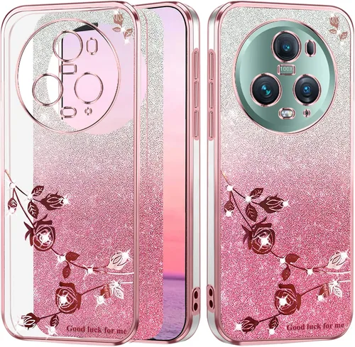 Vista 11 de For Honor Magic 5 Pro - Funda transparente con purpurina brillante, lujo brillante Honor Magic 5 Pro, funda protectora de silicona de poliuretano