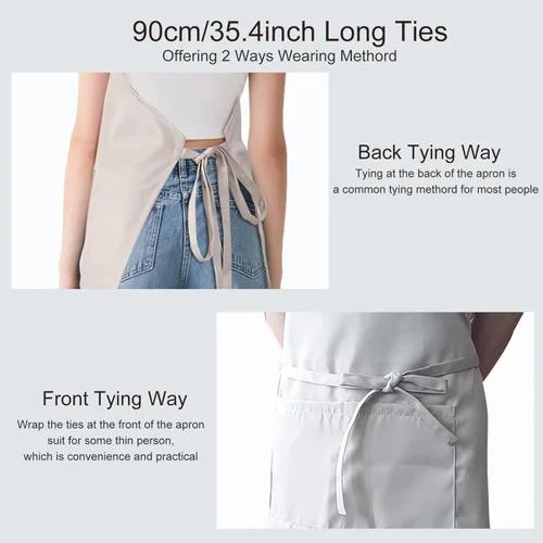 Vista 5 de Kitchen Bib Chef Apron for Women Men with Pockets Waterproof, Large Pockets, Adjustable Neck Strap, For Cooking, Painting, Pottery, Ceramics