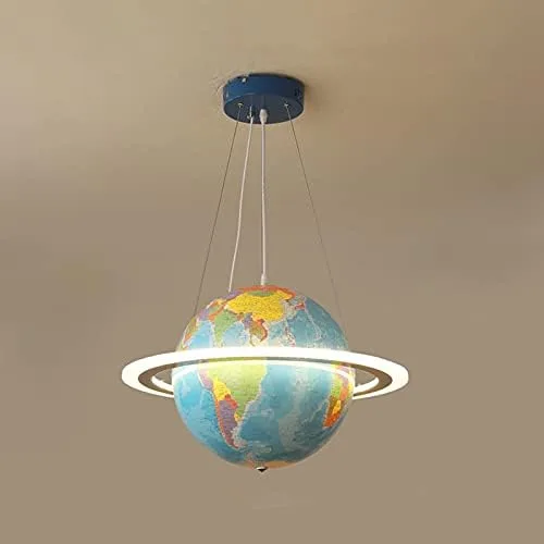 Vista 6 de LITFAD Earth Planet Kids - Lámpara colgante de techo LED, 15 pulgadas Small - 15 in / 38 cm