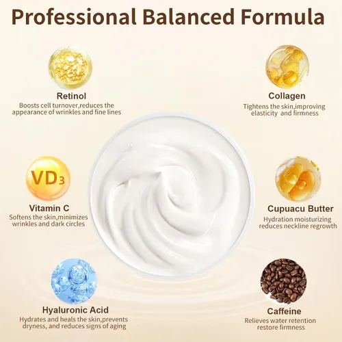 Vista 3 de Crema reafirmante para el cuello, aprieta y levanta la crema para el cuello, la crema para apretar el cuello mejora la flacidez, el estiramiento