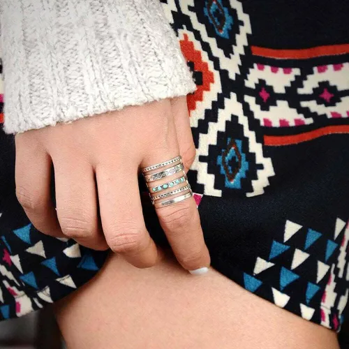 Vista 8 de PULABO - Anillo de plata para mujer, hecho a mano, tallado, joyería de regalo, conveniente