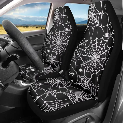 Vista 23 de Bulopur Fundas para asientos de coche negras y blancas con forma de murciélago, protector de asiento de coche universal, accesorios de coche