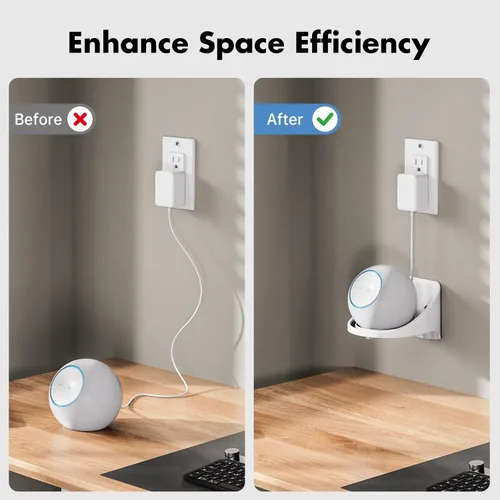 Vista 3 de XLTTYWL Dot Max - Soporte de punto ABS con gestión de cables, soporte de pared premium que ahorra espacio para Eco Dot Max 2025 (blanco)