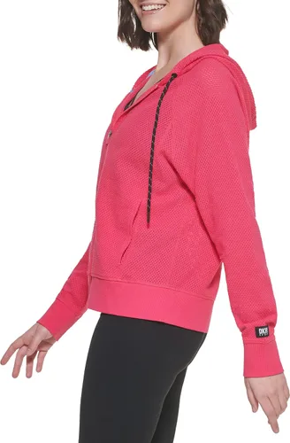 Vista 3 de DKNY Sudadera con capucha de malla Sprint con cremallera para mujer
