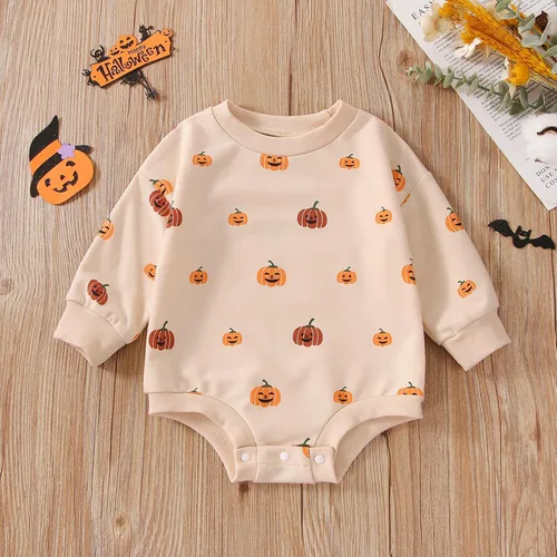 Vista 105 de Sudadera de calabaza para bebé, niña, niño, Halloween, sudadera de gran tamaño, mameluco de burbujas, suéter