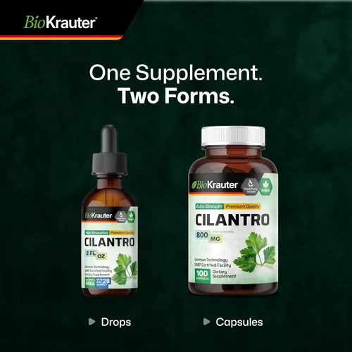 Vista 8 de BIO KRAUTER® Cilantro para limpieza desintoxicante – Suplemento antioxidante vegano, tintura de cilantro natural de 650 mg por porción – Suplemento