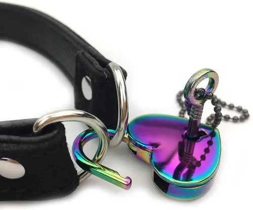 Vista 2 de Succuba Gargantilla con candado y llave de corazón para mujeres y hombres, Terciopelo, no conocido