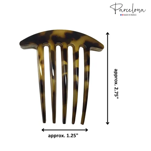 Vista 7 de Parcelona French Medium Interlocking 5 Dientes Celuloide Light Shell Juego de 2 Peines Laterales Francés Flexibles Durables Fuerte Fijación Pinzas