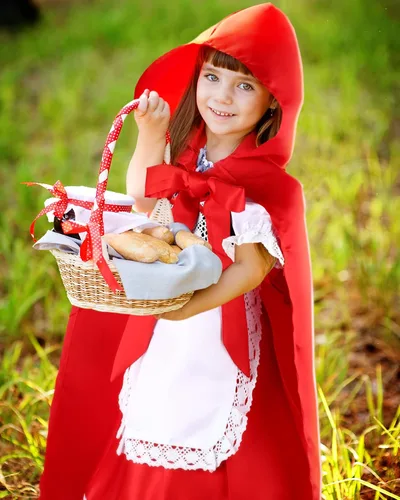 Vista 5 de Conjunto de disfraz de capucha para montar con capucha roja para cosplay con capa y diadema para niñas
