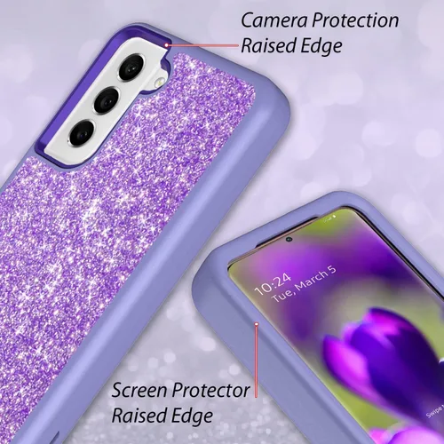 Vista 5 de Funda protectora completa para Galaxy S22 Plus 5G resistente híbrido 3 en 1, resistente a prueba de golpes, para mujeres y niñas, para Samsung
