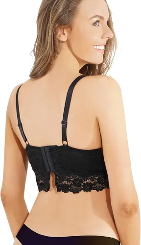 Vista 2 de Rolewpy Bralette Bralette de encaje para mujer acolchado Minimizador de apoyo con cierre ajustable superior