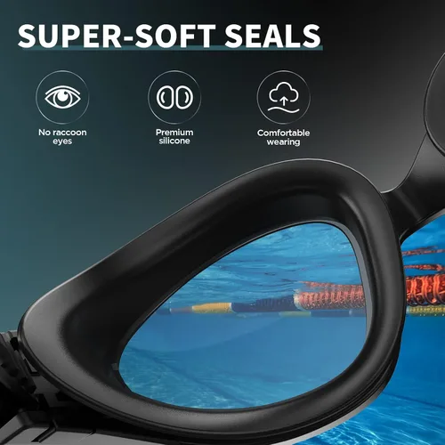 Vista 5 de Gafas de natación, gafas de natación para adultos, hombres y mujeres, antiniebla, sin fugas, gafas de piscina