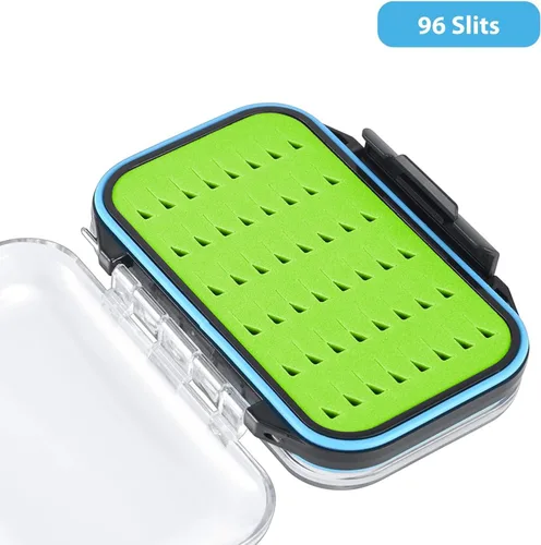 Vista 2 de Gonex Cajas de pesca con mosca para cajas de jig de pesca con mosca de dos caras, caja de pesca con mosca impermeable y ligera, tapa transparente