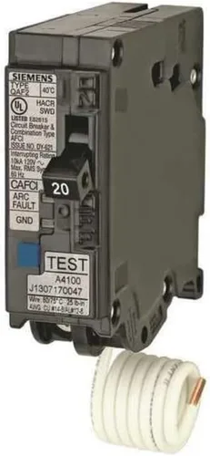 Vista 6 de Siemens QA115AFCP 15-Amp Single Pole 120-volt Combination AFCI Breaker para Enchufe