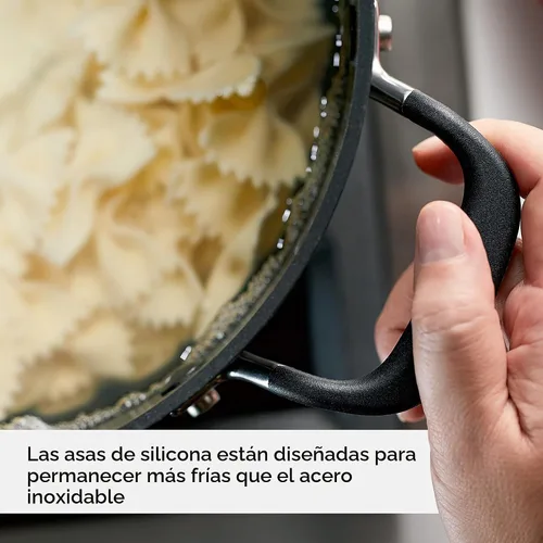 Vista 5 de KitchenAid 84805 Olla antiadherente anodizada dura con tapa, 8 cuartos de galón, color negro ónix