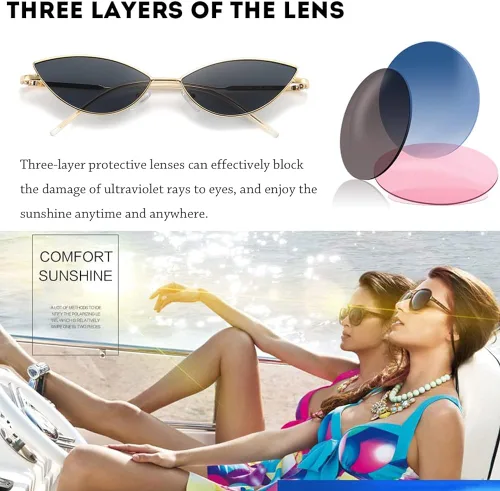 Vista 4 de Dollger Gafas de sol lindas con diseño de ojo de gato para mujeres y hombres, estilo triangular, estilo vintage