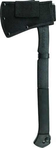 Vista 3 de Schrade SCAXE9CP - Combo de sierra de hacha de 18 pulgadas con hoja de acero inoxidable recubierta de titanio de 3.3 pulgadas y mango de PA y TPR