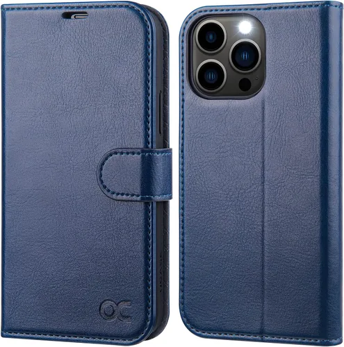 Vista 11 de OCASE Funda tipo cartera compatible con iPhone 13 Pro, de piel sintética, con tarjetero, soporte de bloqueo RFID