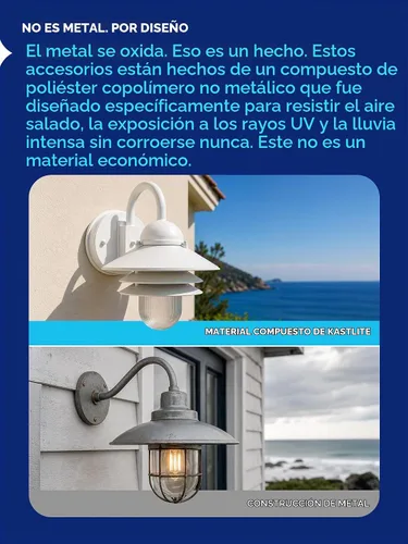 Vista 3 de KastLite Aplique Náutico de Pared para Exteriores - Farol Costero No Metálico Resistente al Óxido e Impermeable - Luminaria Certificada UL