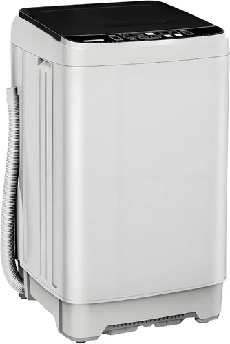 Vista 9 de Lavadora automática de 15.6 libras con 10 programas, pantalla LED, 8 niveles de agua, lavadora compacta de alta eficiencia para apartamento, RV