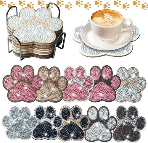 Vista 8 de Kit de 10 posavasos de pintura de diamantes de mariposa con soporte para principiantes, adultos y niños, suministros de arte de primavera para regalo