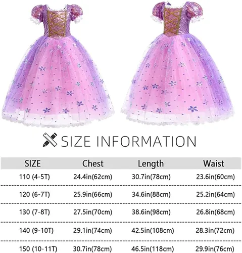 Vista 5 de Vestidos de princesa para niñas fiesta de cumpleaños cosplay vestido morado con accesorios