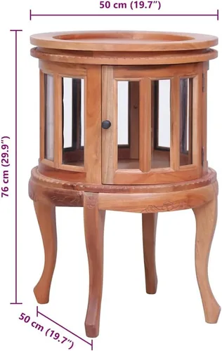 Vista 2 de SKM Vitrine Cabinet Natural 19.7 x 19.7 x 29.9 pulgadas, madera de caoba maciza