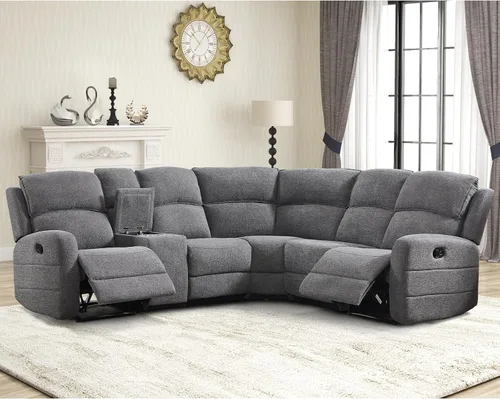 Vista 17 de EBELLO Juego de sofá reclinable manual para sala de estar, sofá reclinable de tela suave para sala de reuniones, respaldo y apoyabrazos acolchados