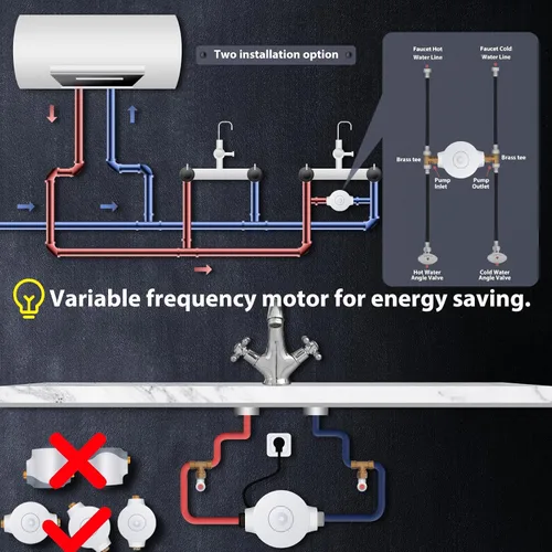 Vista 6 de HBS24-12E (Sin versión de extensión de 60 minutos) Bomba de sistema de recirculación de agua caliente instantánea inteligente con termostato