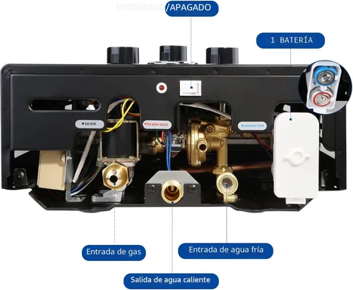 Vista 6 de Calentador de agua sin tanque de 4.74GPM 18L Calentador de agua portátil a gas caliente para exteriores, calentador de agua de propano instantáneo