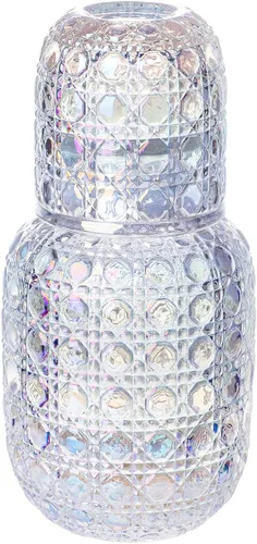 Vista 11 de Sizikato Jarra de Agua de Mesita de Noche de Cristal Transparente de 15 Oz con Vaso de Cristal.