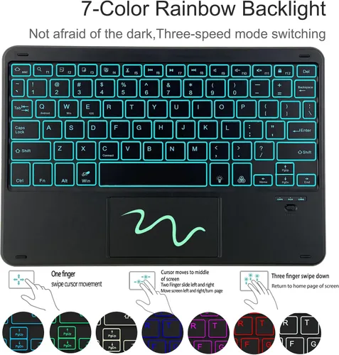 Vista 5 de EAMPANG Funda con teclado y panel táctil para Samsung Galaxy Tab A9 Plus 11 pulgadas (SM-X210/X216/X218), teclado magnético extraíble con panel