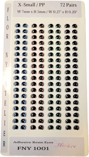 Vista 2 de Ojos de resina adhesiva FNY 1001-72 pares – XS/PP W/H 0.276 in x 0.197 in (0.27 x 0.20 pulgadas) – para uso con arcilla seca al aire de porcelana