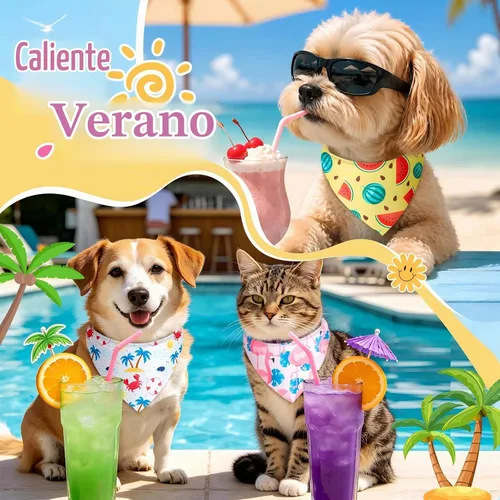 Vista 4 de Sweetude 50 bandanas para perros a granel para verano, flamenco
