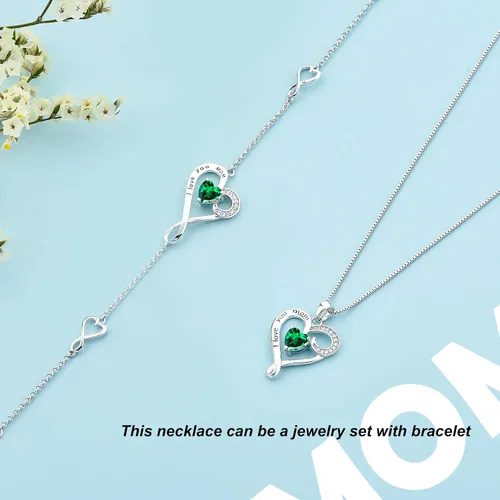 Vista 14 de Regalo de cumpleaños para mamá, collar con dije de corazón de plata esterlina 925 con texto en inglés "I Love You Mom
