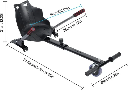 Vista 7 de Accesorio para aeropatineta, accesorio de asiento para aeropatineta, Go Kart para niños y adultos, marco y asiento ajustables para Go Kart, asiento