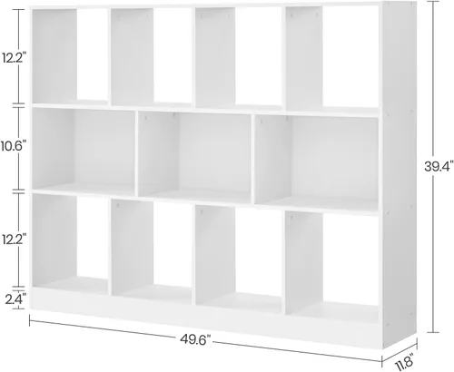 Vista 5 de VASAGLE Librería, estantería, unidad de almacenamiento independiente, 11 compartimentos abiertos, usados horizontalmente, verticalmente, boca abajo