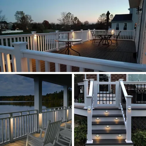 Vista 8 de GKOLED Luz LED de bajo voltaje, luces de barandilla de escalera con chips LED integrados de 2 W, aluminio fundido a presión de 12 V CA/CC con Blanco