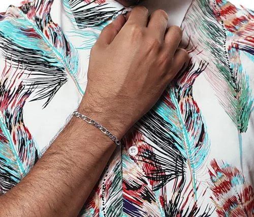 Vista 3 de Savlano Pulsera de plata de ley 925 italiana con eslabones fígaro sólidos para hombres y mujeres, fabricada en Italia, viene con una caja de regalo