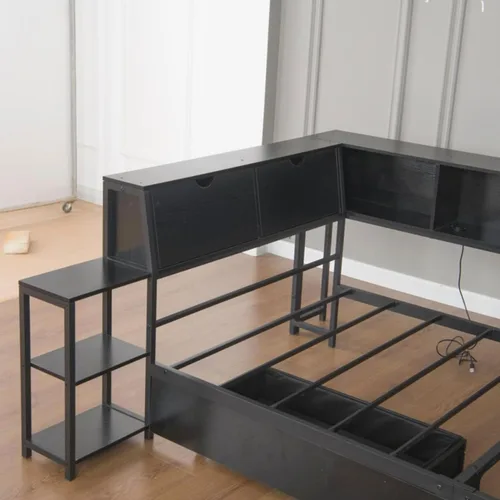Vista 6 de Marco de cama esquinero de tamaño individual con cajones de almacenamiento