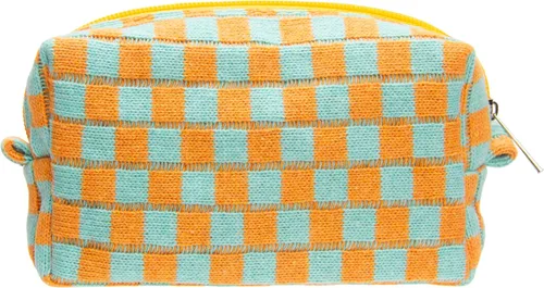 Vista 18 de PAZIMIIK Bolsa de Maquillaje a Cuadros para Bolso Portátil con Cremallera, Estuche Pequeño de Cosméticos para Accesorios de Viaje, Azul Ártico