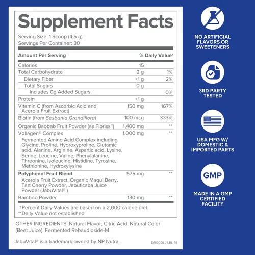 Vista 5 de Gundry MD Complejo de fitocolágeno, suplemento multivitamínico en polvo que apoya la fuerza con vitamina C, aminoácidos y polifenoles, limonada