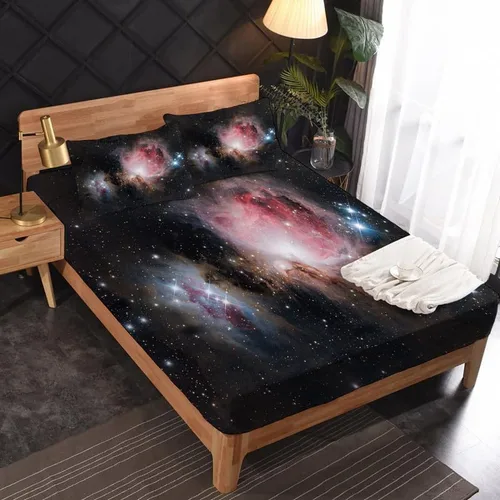 Vista 22 de Galaxy Sheets - Juego de sábanas de tamaño individual, sábanas de microfibra suave y bolsillo profundo, sábanas y fundas de almohada estampadas sin