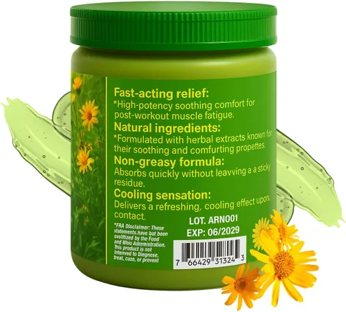 Vista 5 de Arnica Gel tópico extra fuerte 4.23 oz (125 g), gel botánico natural de alta potencia de absorción rápida para músculos y articulaciones, terapia